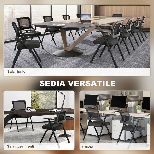 DecHome Sedia da Ufficio con Braccioli in Tessuto Mesh colore Nero