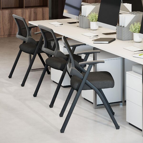 DecHome Sedia da Ufficio con Braccioli in Tessuto Mesh colore Nero