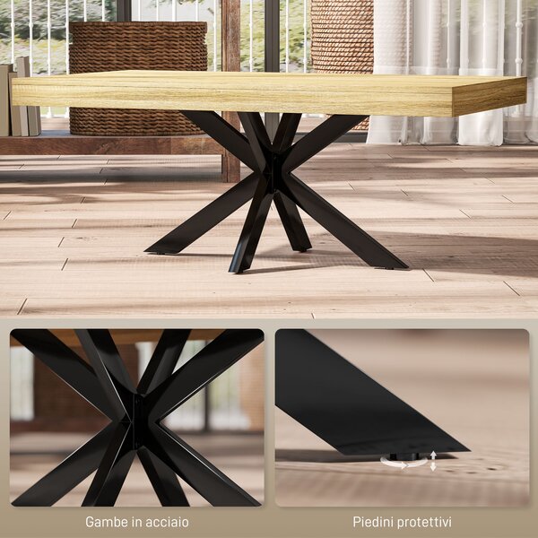 HOMCOM Tavolino da Caffè Stile Industriale in Legno e Acciaio, 110x60x45 cm, Nero e color Legno