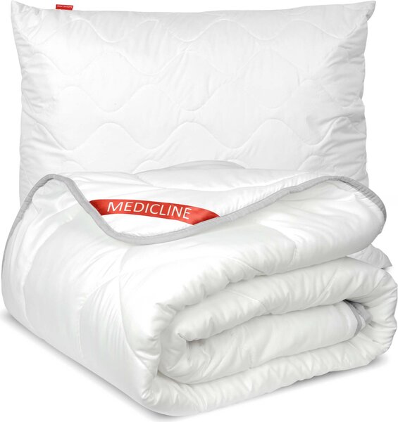 Coperta antiallergica per tutte le stagioni 160x200 cm + cuscino terapeutico 70x80 cm - microfibra, bianco