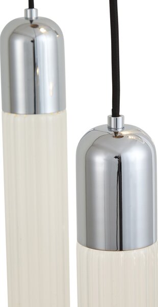 Design hanglamp chroom met ribbelglas 5-lichts - Walcott