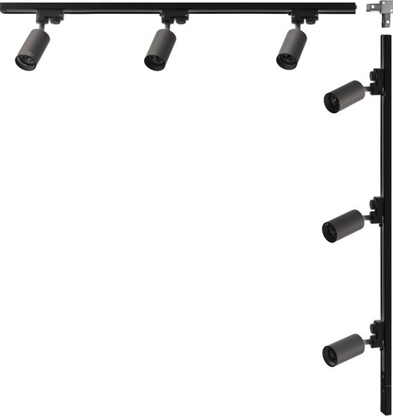 Kit L sbarra 1x1m con faretti neri monofase 3562 Zuma Line