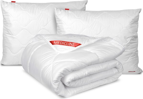 Coperta anallergica per tutto l'anno 200X220 Cm + 2X cuscino sanitario 70X80 Cm - Microfibra, bianco
