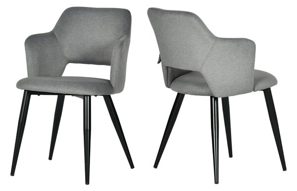 Meubles Cosy Set da 2 sedie da pranzo in stile scandinavo con braccioli, tessuto ecologico e seduta imbottita Grigio - AKANJI CC