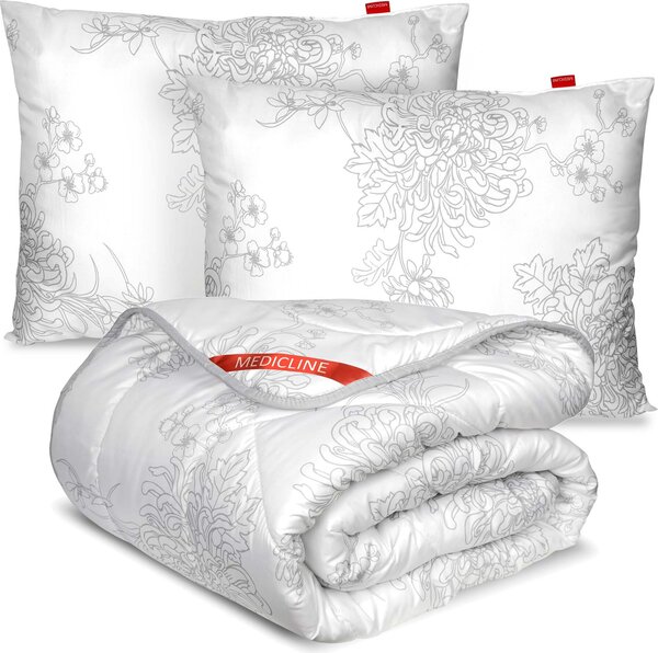 Coperta anallergica per tutto l'anno 200X220 Cm + 2X cuscino sanitario 70X80 Cm - Microfibra, bianco