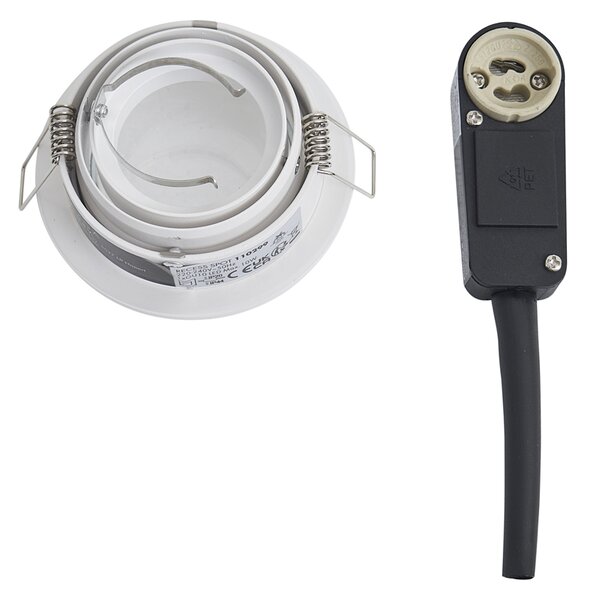 Set di 6 faretti da incasso moderni bianchi orientabili e inclinabili IP44 - Chuck