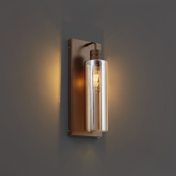 Applique Hotel Chic bronzo scuro con vetro ambrato - Stavelot