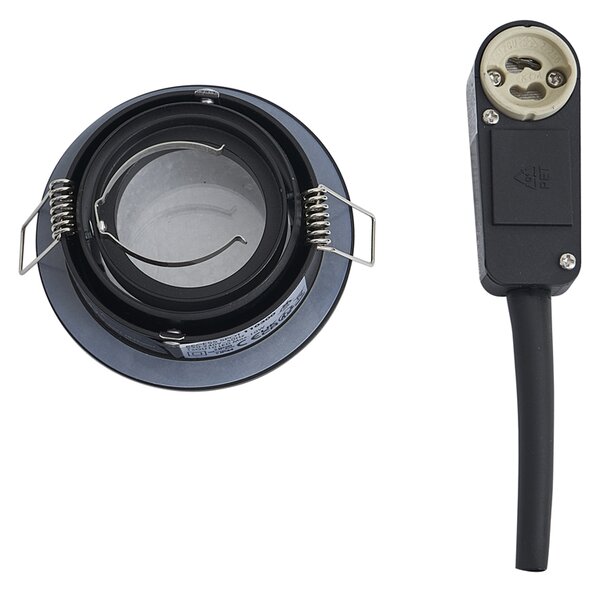 Set di 6 faretti da incasso moderni neri orientabili e inclinabili IP44 - Chuck