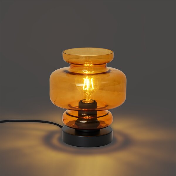 Lampada da tavolo retrò nera con vetro arancione - Denise