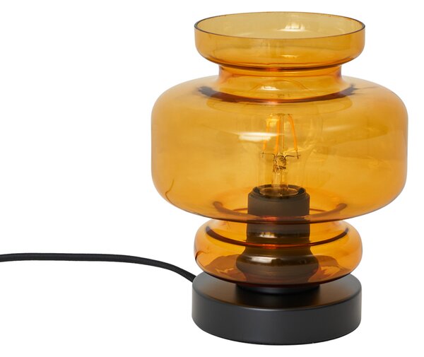 Lampada da tavolo retrò nera con vetro arancione - Denise