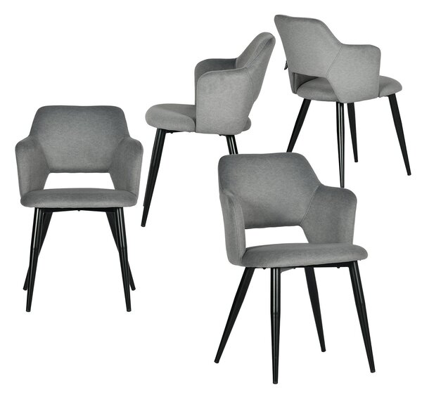 Meubles Cosy Set da 4 sedie da pranzo in stile scandinavo con braccioli, tessuto ecologico e seduta imbottita Grigio - AKANJI CC