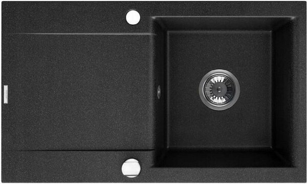 Lavello QLS 76x44 cm con sgocciolatoio Siphon reversibile - Luna Black 11185