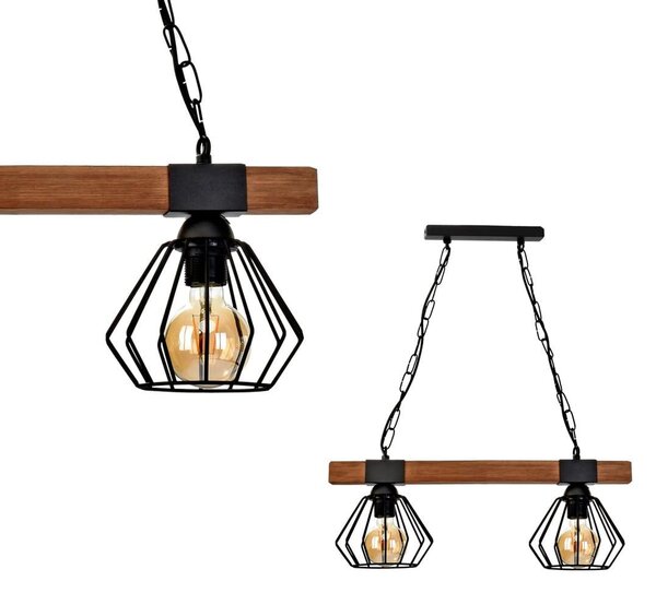 Ulf lampada a sospensione nero/legno 2Xe27
