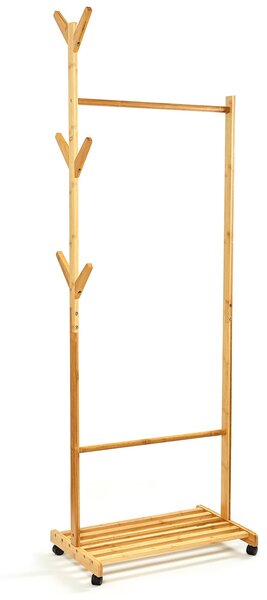 Blumfeldt Guardaroba con ripiano, appendiabiti, 57,5 x 173 cm, design asimmetrico, bambù