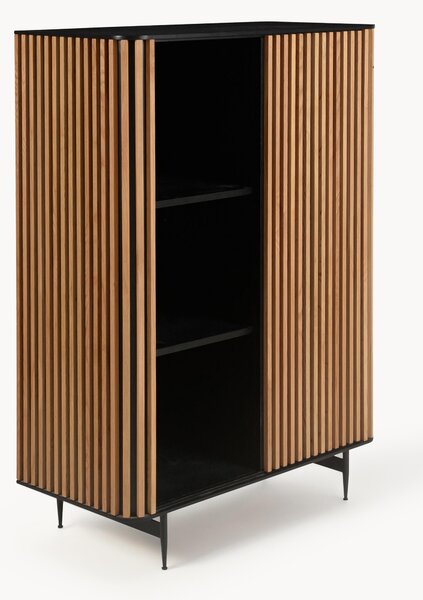 Credenza alta con anta scorrevole e frontale scanalato Linea