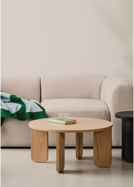 Tavolino da salotto rotondo nero con piano effetto rovere ø 75 cm Kuvu – noo.ma