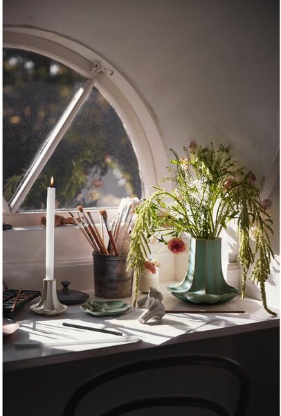 Vaso verde chiaro in ceramica (altezza totale 20,5 cm) Kantarel – Kähler Design