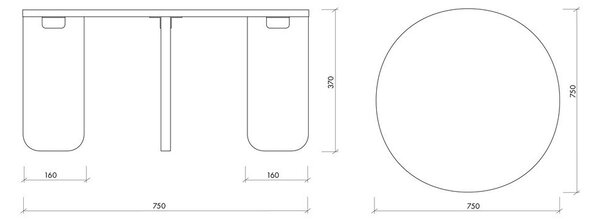 Tavolino da salotto rotondo nero con piano effetto rovere ø 75 cm Kuvu – noo.ma