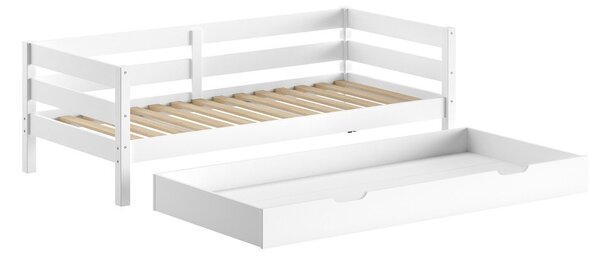 Letto da bambini estraibile bianco in pino massiccio con rete inclusa 90x200 cm Margrit – Vipack