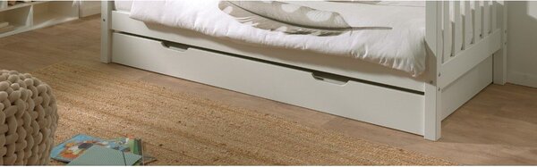 Letto da bambini estraibile bianco in pino massiccio con rete inclusa 90x200 cm Margrit – Vipack