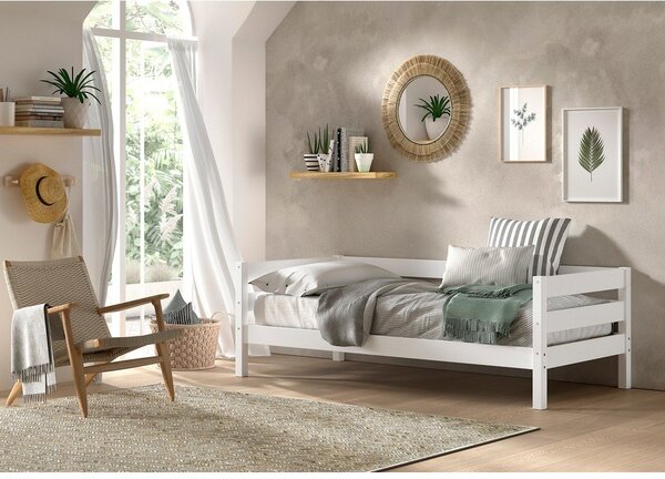 Letto da bambini estraibile bianco in pino massiccio con rete inclusa 90x200 cm Margrit – Vipack