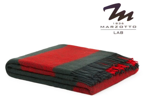 Plaid in pura lana vergine con frange di MARZOTTO Art. LAVAREDO Var. 05 VERDE - cm 130x170