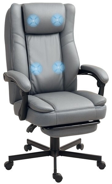 Sedia da ufficio HOMCOM con funzione massaggio, sedia da scrivania ergonomica grigia