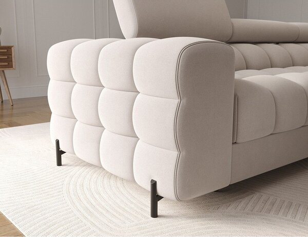 Divano angolare beige allungabile/con contenitore (con penisola a destra/con chaise lounge) e rivestimento in velluto Felro – ELTAP