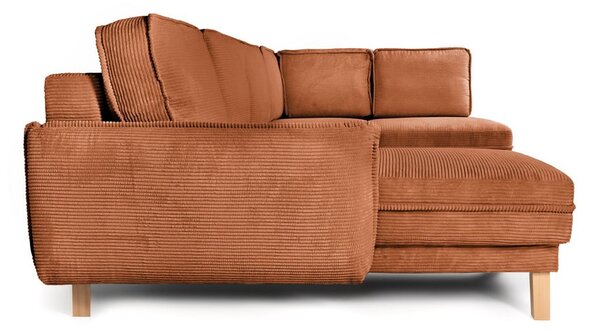 Divano angolare arancione allungabile (con penisola a destra/a forma di "U") con rivestimento in velluto a coste Tori – Bonami Selection