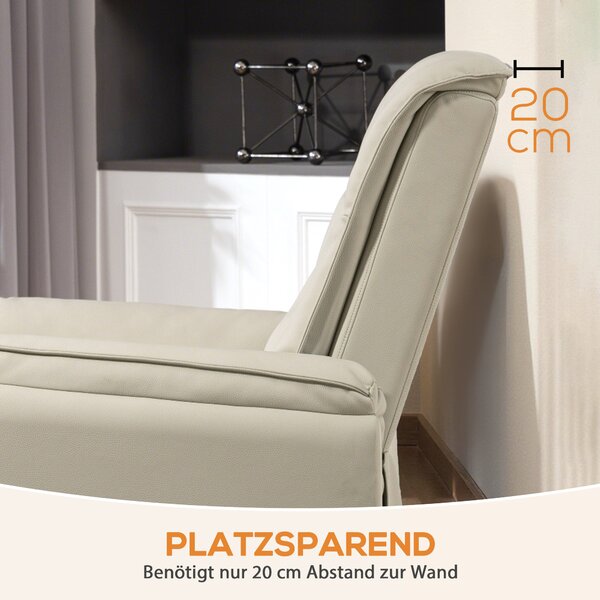 HOMCOM Poltrona Massaggiante Elettrica con Poggiapiedi e Tasca Laterale, Rivestimento in Similpelle, Beige | Aosom Italy