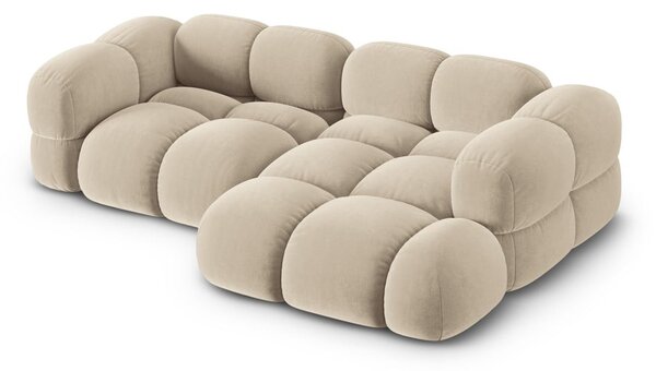 Divano angolare beige (con penisola a destra/con chaise lounge) con rivestimento in velluto Loretto – Cosmopolitan Design