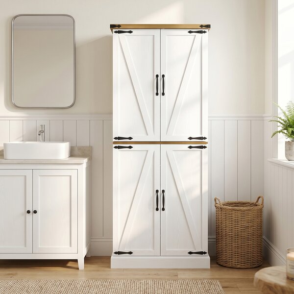 HOMCOM Credenza da Cucina Alta con 4 Porte, 3 Cassetti, 8 Portaspezie e Ripiani Regolabili, 76x40x182 cm, Bianco | Aosom Italy