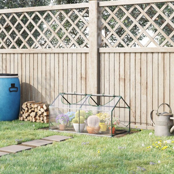 Outsunny Serra da Giardino in Acciaio con 2 Finestre Avvolgibili e Copertura PVC Anti-UV per Orto, 120x60x60cm, Trasparente | Aosom Italy