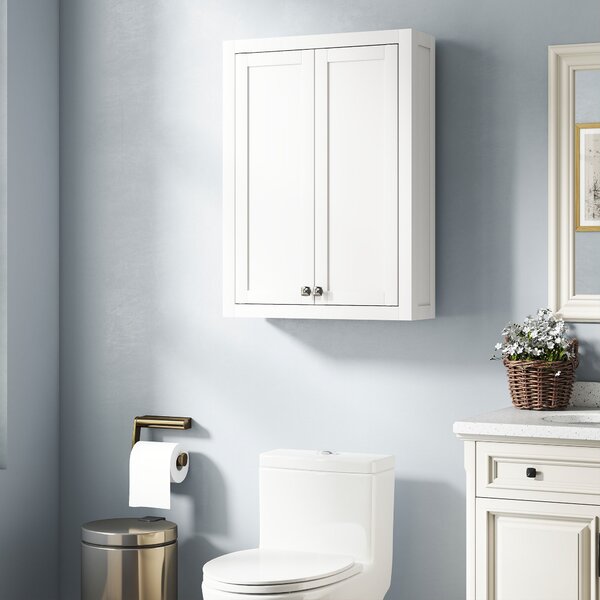 HOMCOM Mobile da Bagno a Parete in Legno con 2 Ripiani Regolabili su 3 Livelli, 61x20x84 cm, Bianco | Aosom Italy