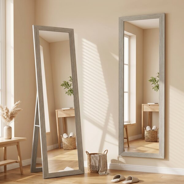 HOMCOM Specchio da Terra Specchio a Figura Intera Moderno 37x157 cm Grigio | Aosom Italy