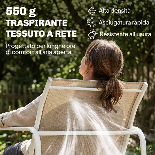 Outsunny Set da Giardino 4 Pezzi con Divano, Poltrone, Tavolino, Khaki e Bianco | Aosom Italy