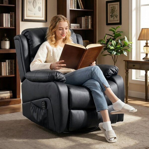 HOMCOM Poltrona Relax Reclinabile con 8 Punti Massaggianti, Riscaldanti e Poggiapiedi, 87x97X100 cm, Nero | Aosom Italy