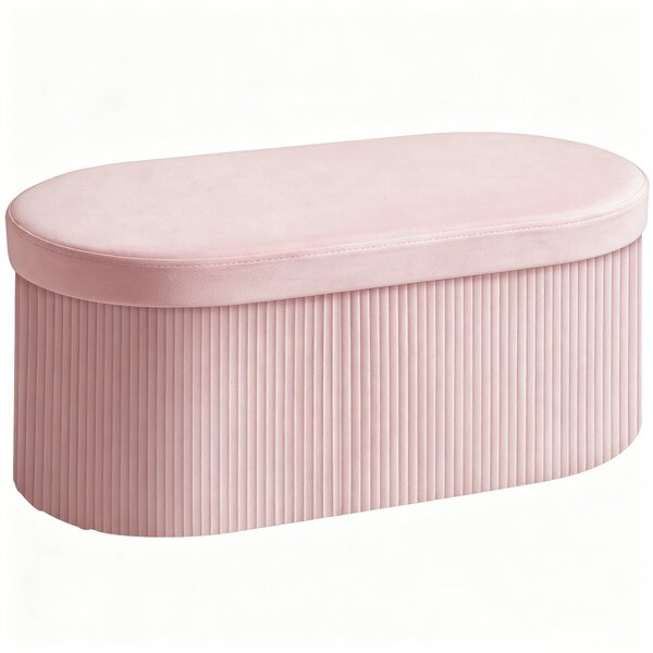 HOMCOM Pouf Contenitore Pieghevole con Vano da 72L e Rivestimento in Velluto, 76x38x35 cm, Rosa | Aosom Italy