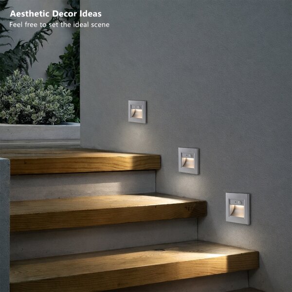 Brilagi - Segnapasso a LED con sensore STEP LIGHT LED/1,5W/230V IP44 argento