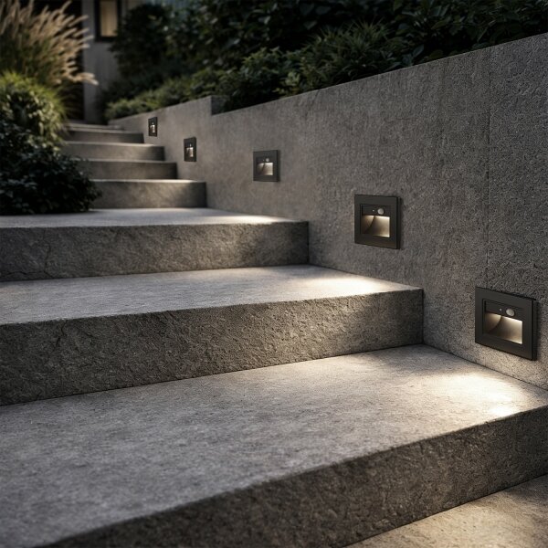 Brilagi - Lampada LED per scale con sensore STEP LIGHT LED/1,5W/230V IP44 nero