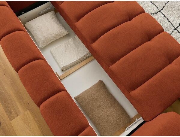 Divano color mattone allungabile e con contenitore 251 cm Fuji – Bobochic Paris