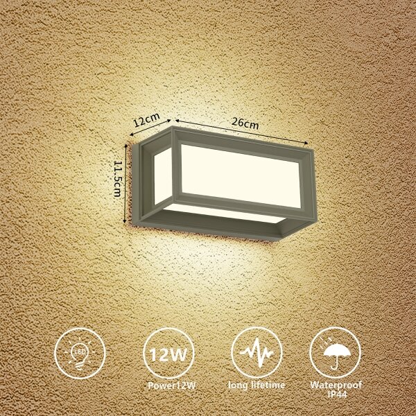 Brilagi - Lampada da parete LED per esterni PARKER/12W/230V grigio IP44