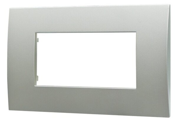 Placca 4 moduli 504 in plastica argento compatibile anche con Vimar Arké