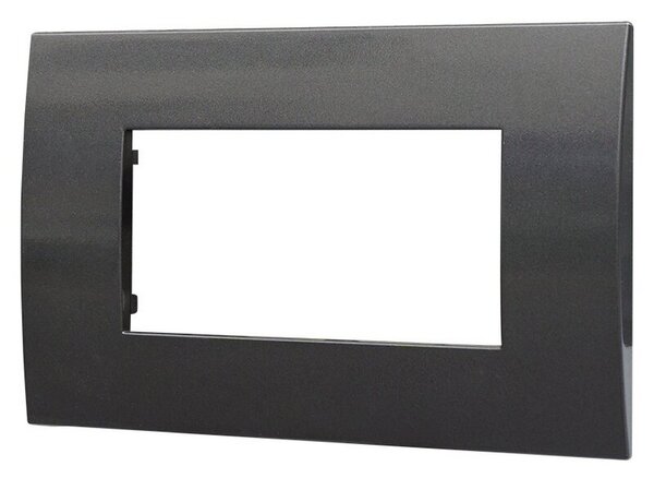 Placca 4 moduli 504 in plastica acciaio scuro compatibile anche con Vimar Arké