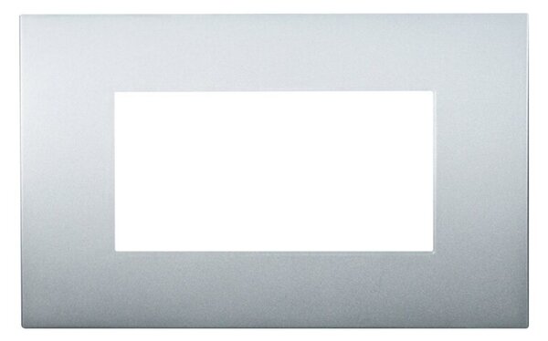Placca 4 moduli 504 in plastica argento compatibile anche con Vimar Arké