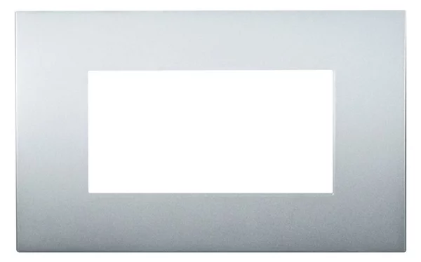 Placca 4 moduli 504 in plastica argento compatibile anche con Vimar Arké