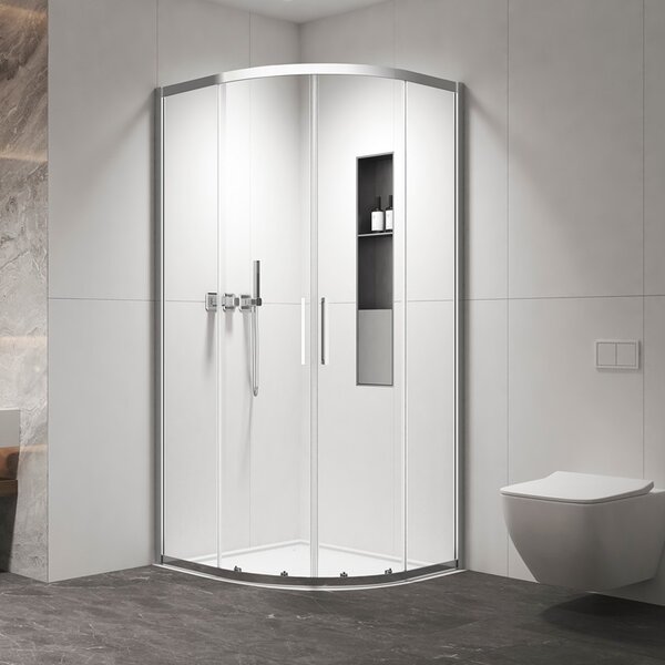 Kamalu box doccia 90x90 semicircolare altezza 200h finitura cromo | kz2000