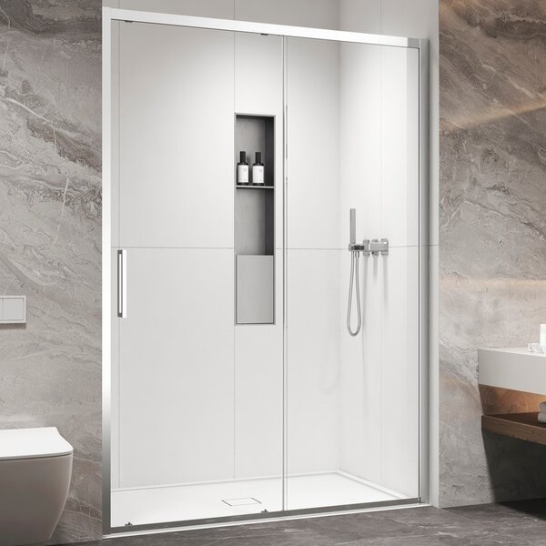 Kamalu porta doccia scorrevole 120cm altezza 200cm finitura cromo | kz4000