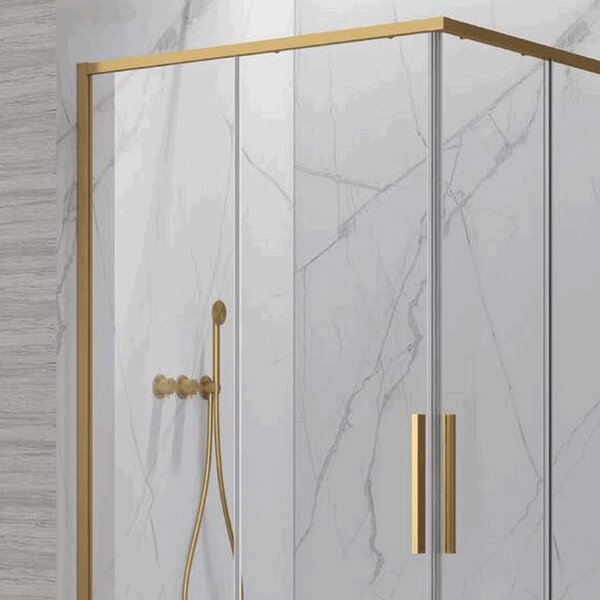 Kamalu box doccia 80x80cm angolare porte scorrevoli finitura oro| kla1000r