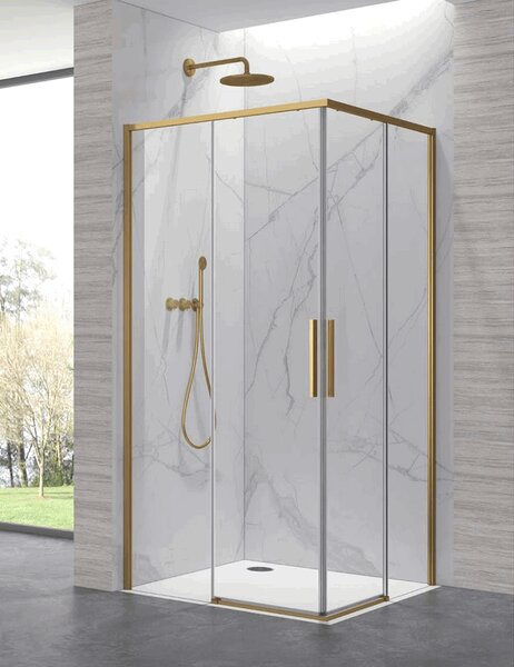 Kamalu box doccia 80x80cm angolare porte scorrevoli finitura oro| kla1000r